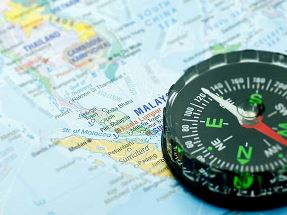 Map of Malaysia with compass